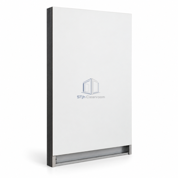 STJH-HPL-CLEANROOM-WALL-LINER-PANEL-55-RECESSED HPL liner and recessed base on white background