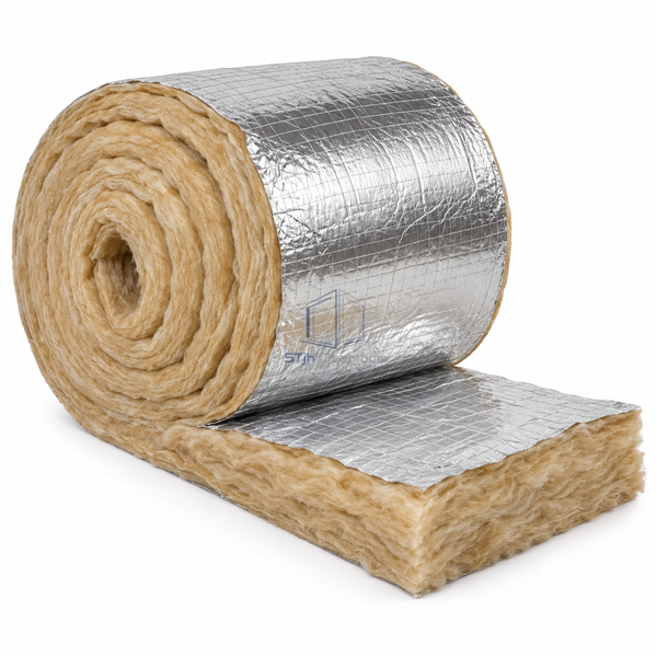 STJH-HVAC-DUCT-WRAP-INSULATION-R84-76MM white-background main view showing thick fiberglass roll and deep blanket edge