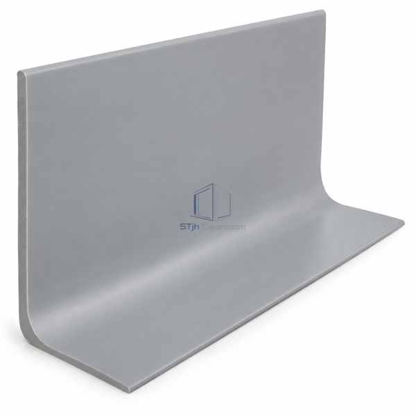 STJH deep-foot PVC cove skirting with broad 50 mm return and complete upright profile on white