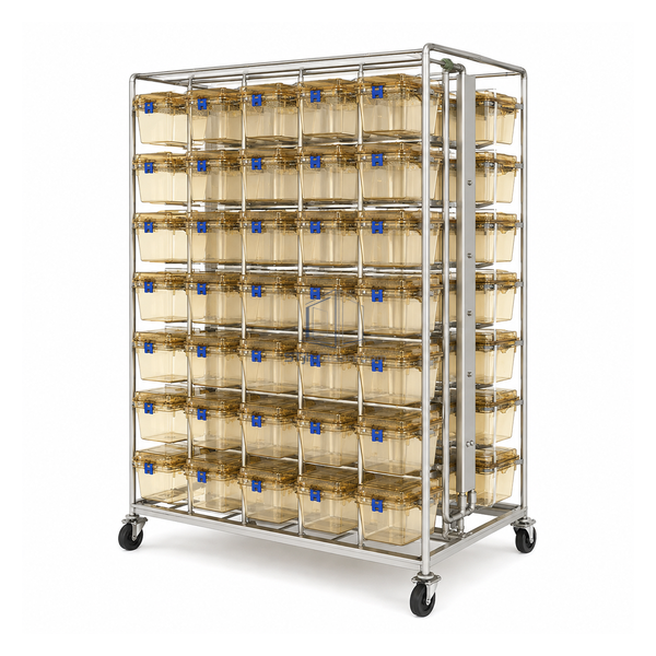 STjh high-capacity double-sided ventilated cage rack with stacked cage rows