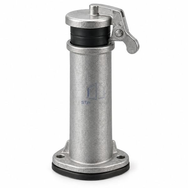 STJH-INSTRUMENT-TEST-PORT-AIR-DUCT-2IN-INSULATION extended zinc neck and cam-lock closure on white