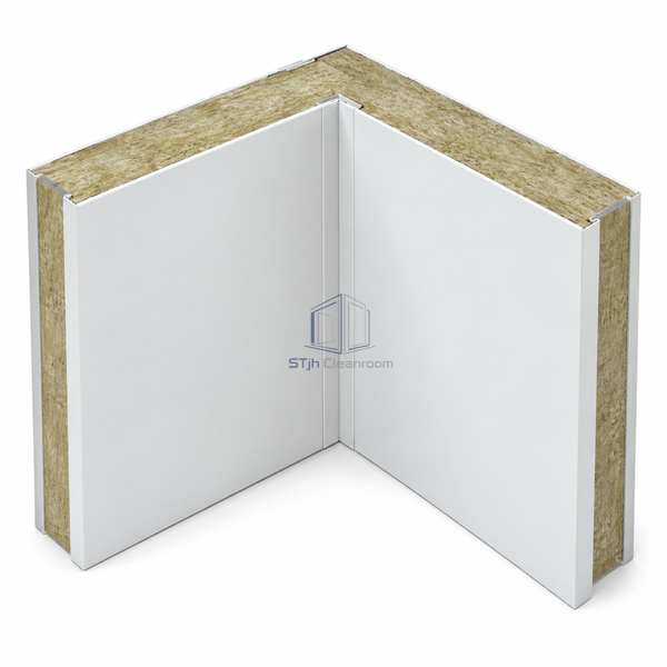 STJH-INTERNAL-90-DEGREE-CLEANROOM-CORNER-PROFILE-50-ONEPIECE insulated L-shaped wall corner on a white background