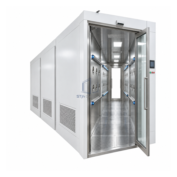 STjh 3000 mm ionizing air shower tunnel with six emitter bars and three repeated nozzle sections