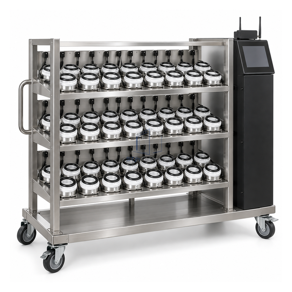 STjh networked glove integrity testing system with multiple charging shelves