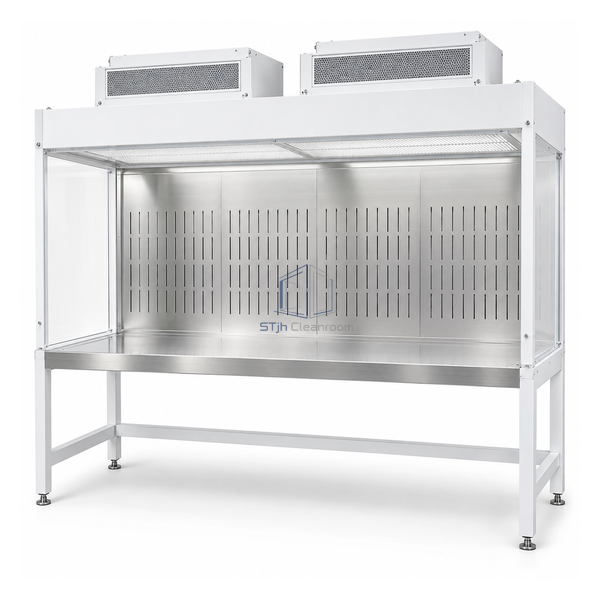 STjh 6 foot local clean-air workstation with twin roof HEPA modules and broad open-front work zone