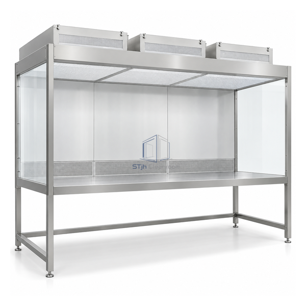 STjh extra-wide 8 foot local clean-air workstation with three roof filter modules and reinforced platform