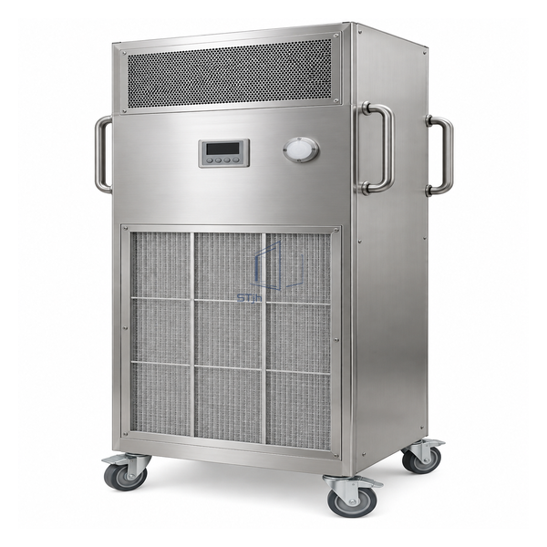 STjh 23 by 53 inch mobile FFU with prefilter return grille, airflow sensor and push handles