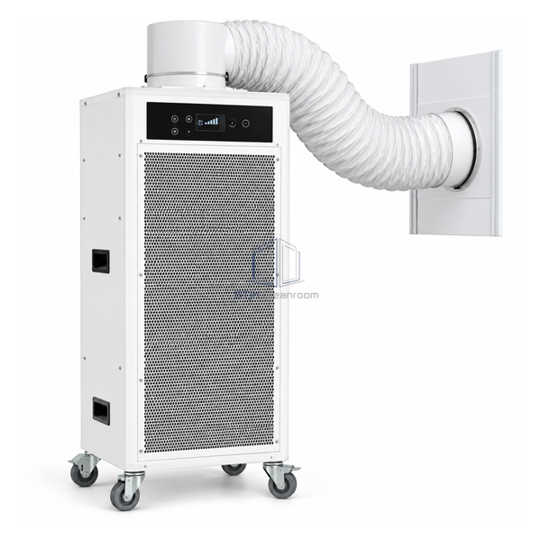 STjh high-flow isolation room filtration unit with a discharge adapter
