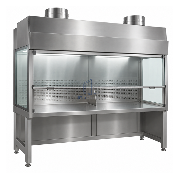 STjh wide 6 foot negative-pressure weighing station with twin exhaust ducts and dual-position work zone