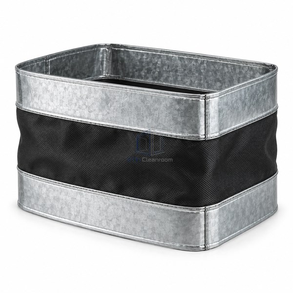 STJH-NEOPRENE-FLEXIBLE-DUCT-CONNECTOR-COMMERCIAL-3X3X3 equal-width metal and neoprene bands on white