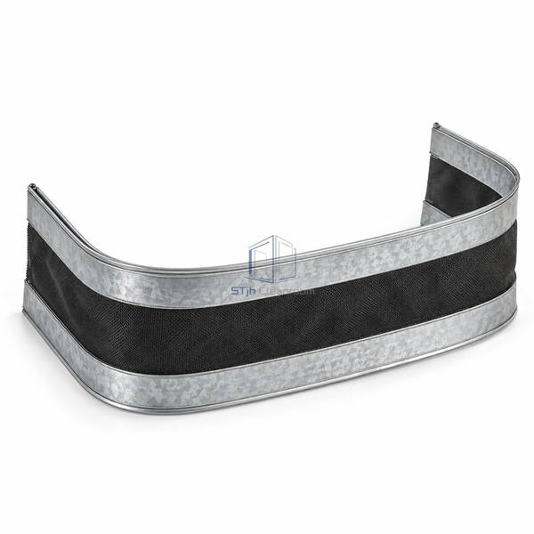 STJH-NEOPRENE-FLEXIBLE-DUCT-CONNECTOR-LIGHT-175X3X175 narrow metal edges and broad black fabric on white