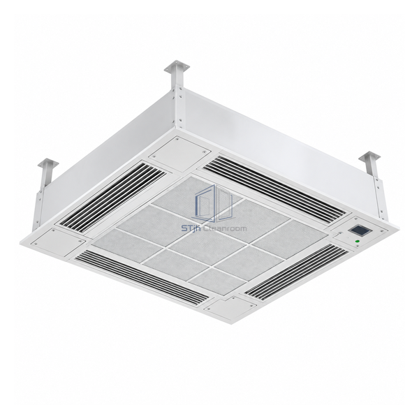 STjh 2575 mm square operating-room laminar ceiling with central H14 diffuser and perimeter recirculation slots