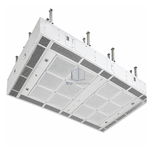 STjh largest 3489 by 3559 mm operating-room laminar ceiling with dense H14 field and service perimeter