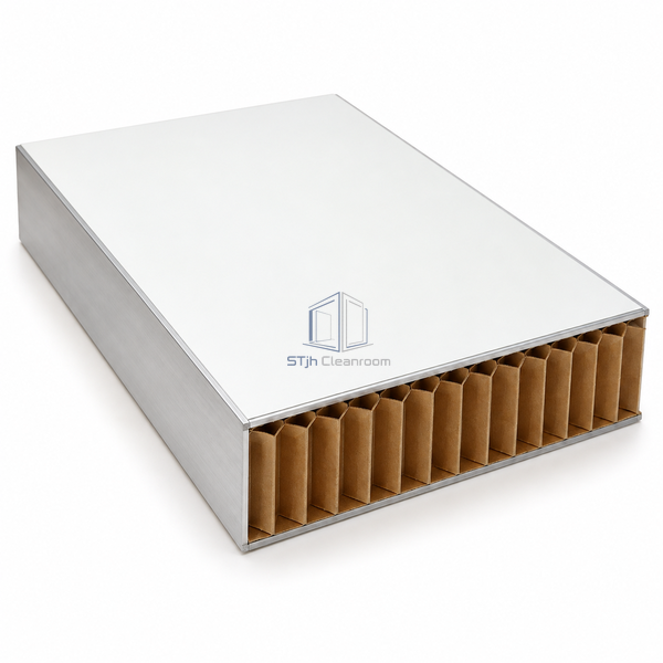 STJH-PAPER-HONEYCOMB-CLEANROOM-SANDWICH-PANEL-100-PVDF deep PVDF paper honeycomb panel on white background