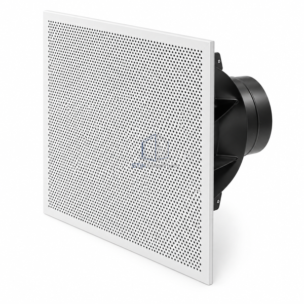 STJH-PERFORATED-FACE-AIR-DIFFUSER-598-DN200 white-background main view of flush perforated face and medium collar
