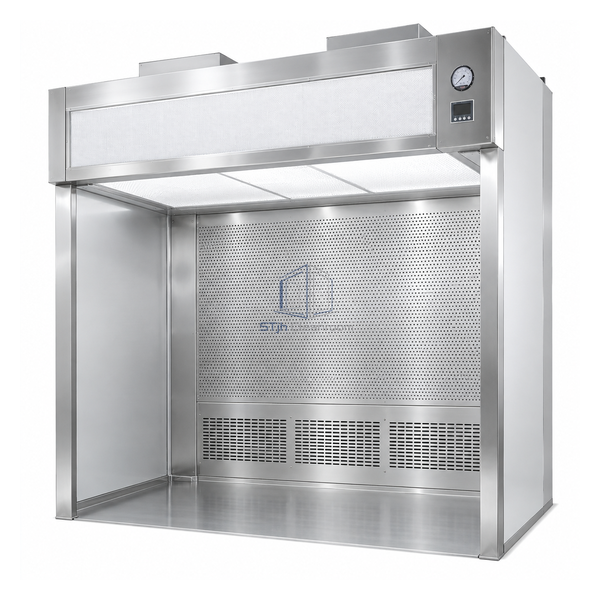 STjh medium 1700 mm pharmaceutical weighing booth with broad H14 ceiling and full perforated rear return