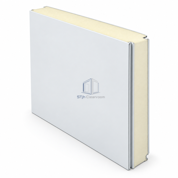 STJH-PIR-INSULATED-CLEANROOM-PANEL-1000-100 deep PIR metal-faced panel on white background