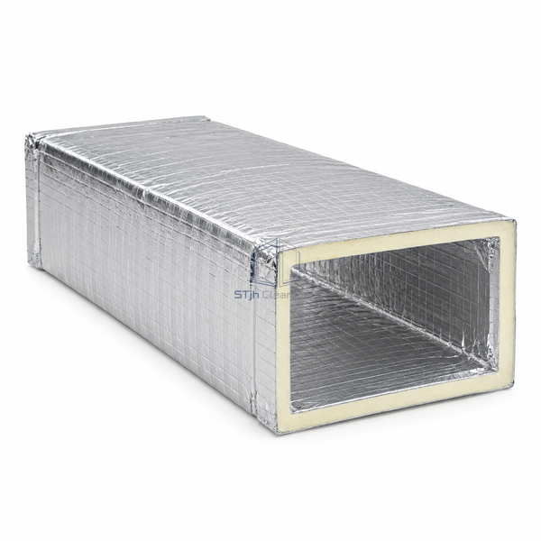 STJH-PIR-PRE-INSULATED-AIR-DUCT-10MM-COMPACT white-background main image showing a thin PIR sandwich duct wall