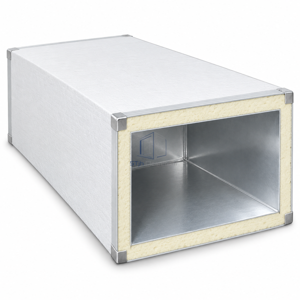 STJH-PIR-PRE-INSULATED-AIR-DUCT-30MM-EXTERIOR white-background main view with thick foam walls and weather-coated exterior