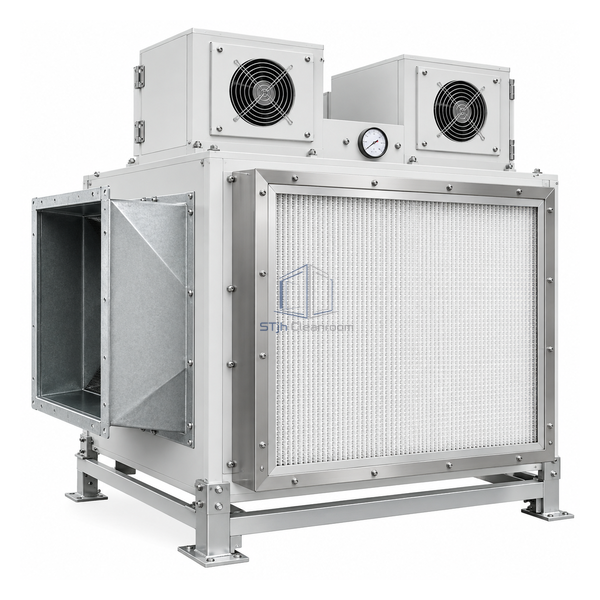 STjh large 500 CFM positive-pressure HEPA supply module with oversized intake duct and dual fan panels