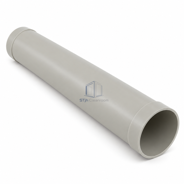 STJH-PP-CORROSION-RESISTANT-EXHAUST-DUCT-DN200 white-background main image showing thin-wall grey PP-H pipe