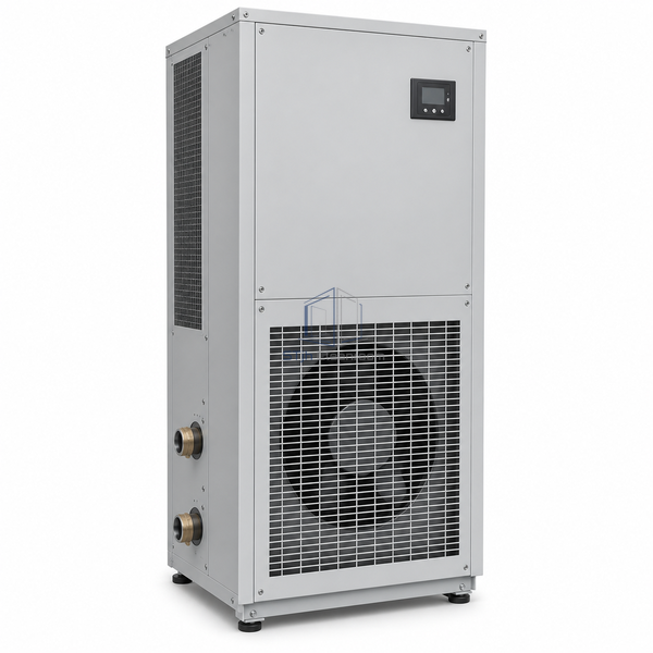 STjh 35 kW precision temperature and humidity control unit with a narrow single-fan cabinet on white.