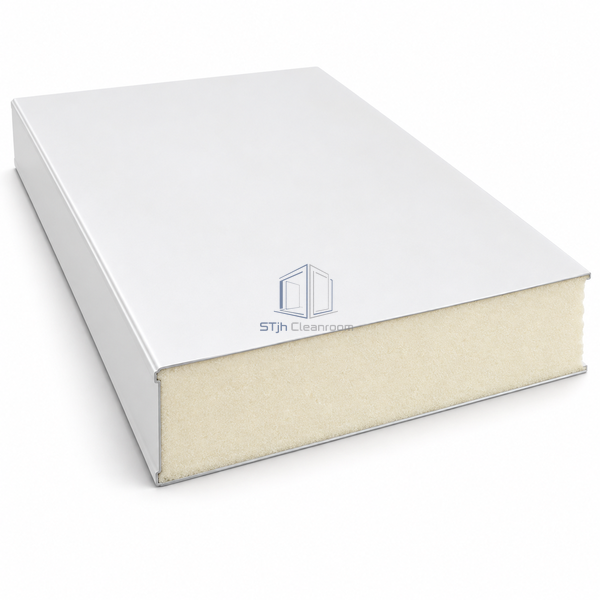 STJH-PVDF-COATED-CHEMICAL-RESISTANT-CLEANROOM-PANEL-PIR-WALL PIR foam wall sample on white background