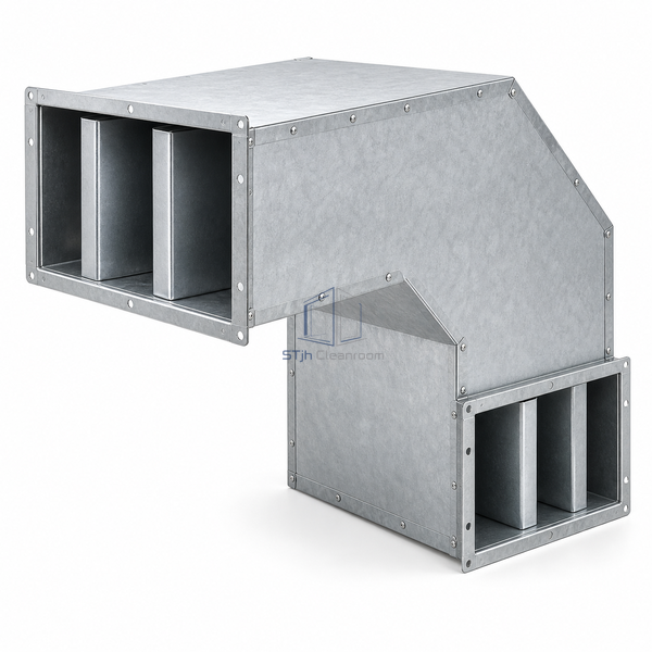 STJH-RECTANGULAR-ELBOW-SILENCER-90NM-NOMEDIA hollow metal turning passages in a white-background main view