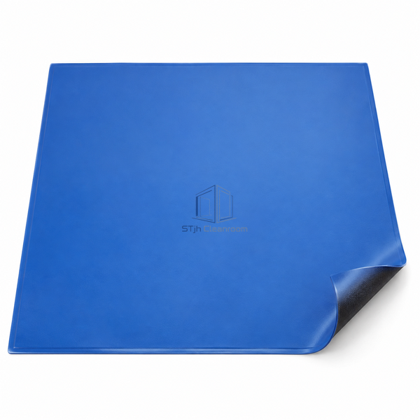 STJH square floating reusable cleanroom mat with polymer face and complete edged backing on white