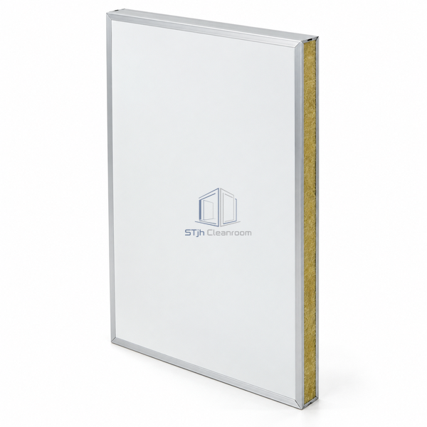 STJH-ROCK-WOOL-CLEANROOM-SANDWICH-PANEL-ALFRAME-50 slim rock wool panel with aluminum edges on white background