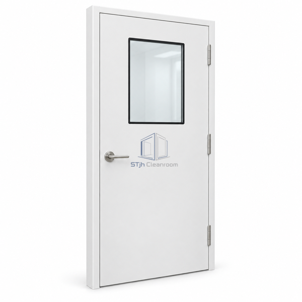 STjh seamless FRP vision door shown against white with a 400 x 600 mm flush rectangular light and molded frame.