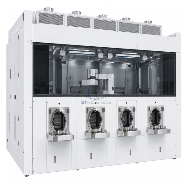 STjh wide semiconductor EFEM mini-environment with four load ports, carrier sensors and ionizer bars