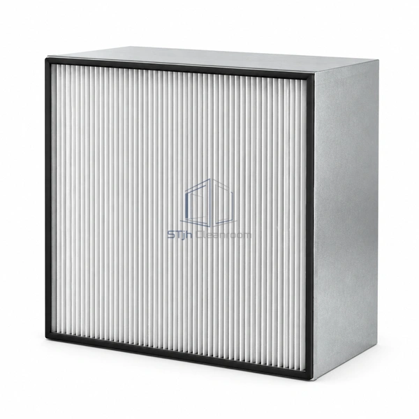 STJH-SEPARATOR-HEPA-H14-610X610X290-HC deep square separator HEPA filter on a white background