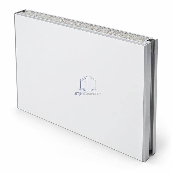 STJH-SILICA-ROCK-CLEANROOM-SANDWICH-PANEL-100-FRAMED framed silica wall module on white background