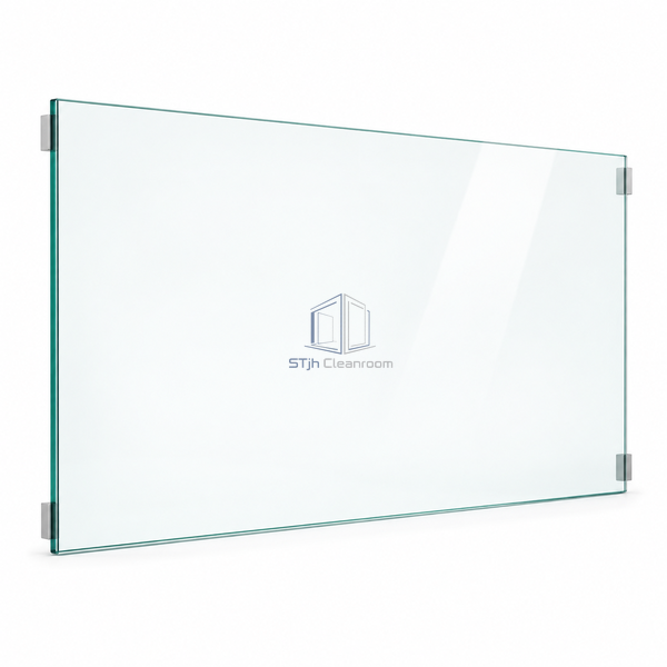 STjh 48 x 36 in landscape frameless single-glazed window on white, with an undivided clear pane and discreet rear supports.