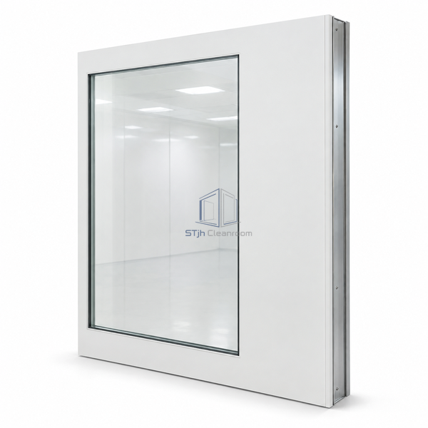 STJH-SINGLE-GLAZED-CLEANROOM-PARTITION-FLUSH one-side flush glass insert on white background