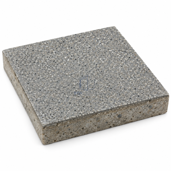 STJH TX08 cured epoxy floor sample with a lightly textured sealed top and shallow coating edge on white