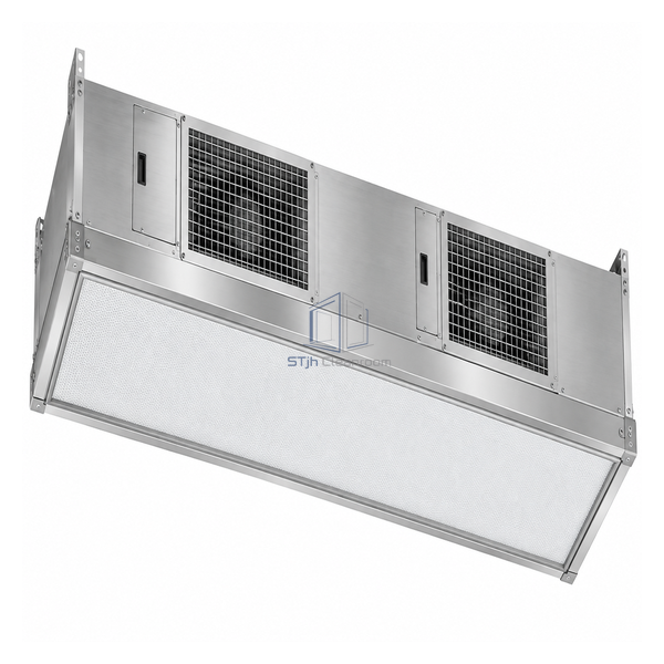 STjh 600 by 1200 mm stainless ULPA FFU with twin top intakes and long reinforced filter face