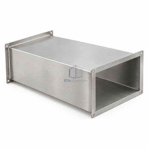 STJH-STAINLESS-STEEL-WELDED-AIR-DUCT-304-NO4 white-background main image with brushed faces and slim welded flanges