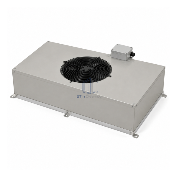 STJH 600 x 900 mm rectangular HEPA fan filter unit with extended metal housing on white
