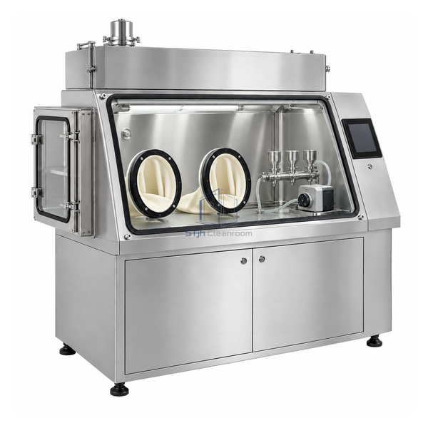STjh two-glove sterility test isolator with a membrane filtration manifold and compact pump