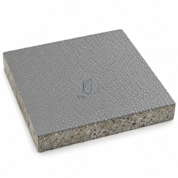 STJH WB040-060-TEXTURED cured epoxy sample showing a resin-formed textured face and thin cut edge on white