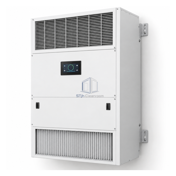 STjh tall 1200 cubic-metre wall purifier with bottom F7 intake, H14 outlet and touchscreen