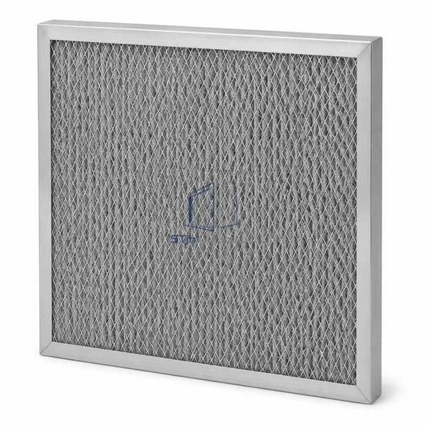 STJH-WASHABLE-ALUMINUM-MESH-FILTER-25 thin aluminum mesh panel shown on a white background