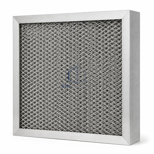 STJH-WASHABLE-ALUMINUM-MESH-FILTER-50 layered aluminum mesh filter with a two-inch frame on white