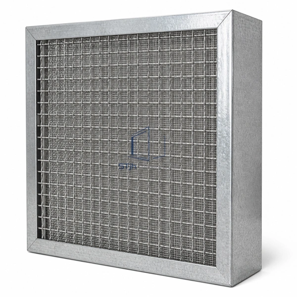 STJH-WASHABLE-STEEL-MESH-FILTER-DUAL100 deep galvanized frame enclosing staged steel screens on white