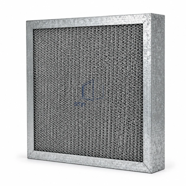 STJH-WASHABLE-STEEL-MESH-FILTER-GALV50 zinc-coated steel frame and layered mesh on white