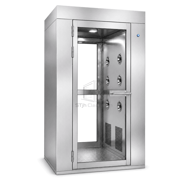 Complete SUS 304 stainless steel cleanroom air shower on a white background