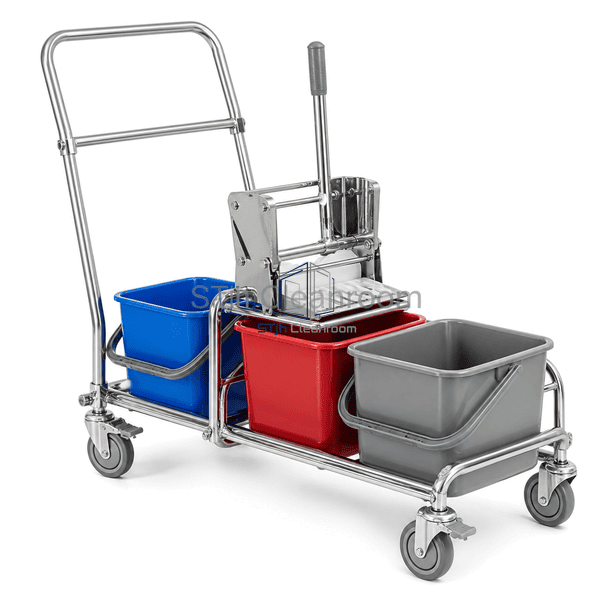 Three-Bucket Cleanroom Mop Trolley
